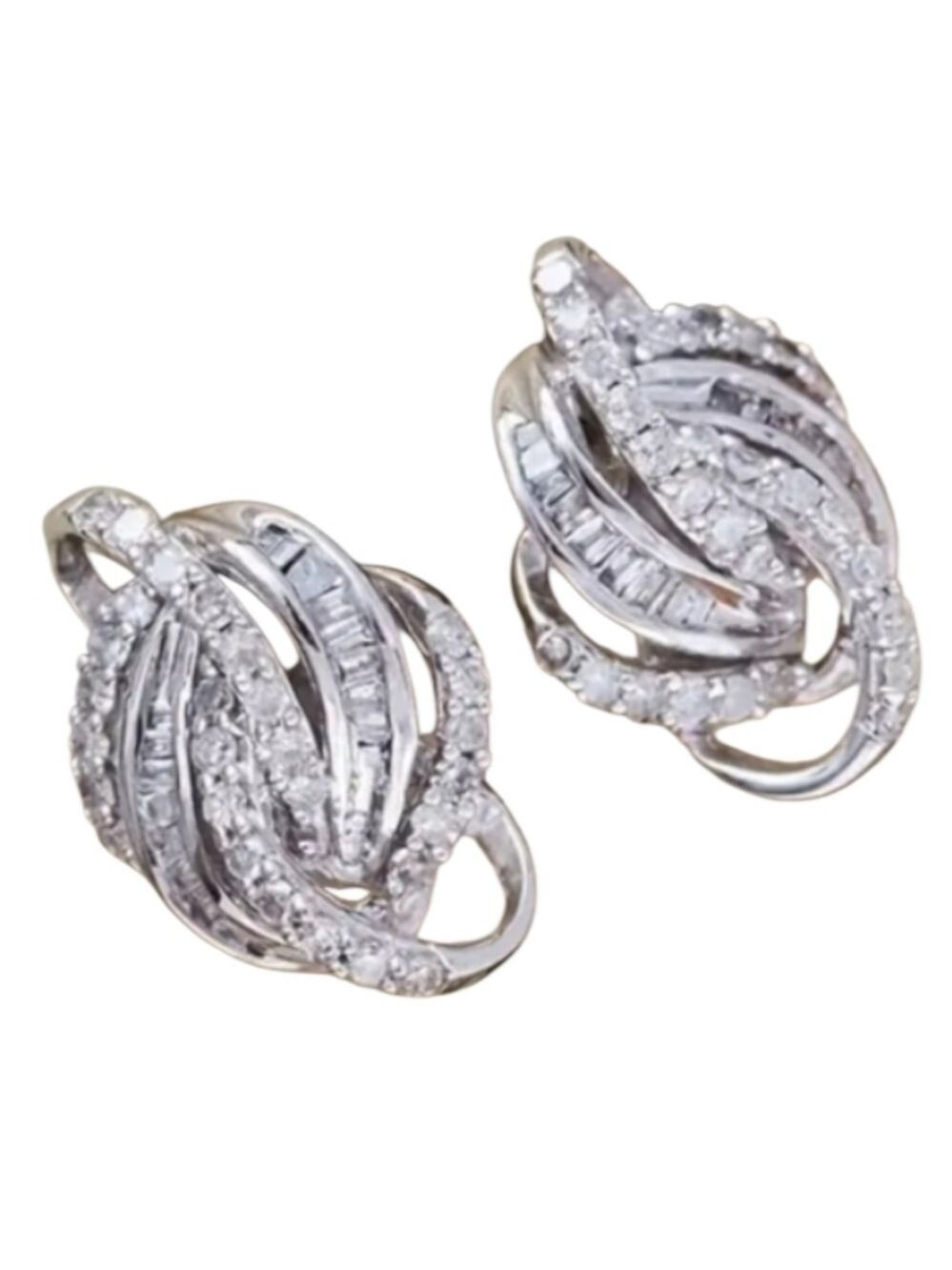 Elegant Silvertone Crystal Earrings